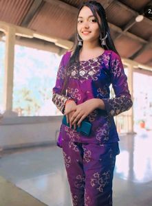 Stunning Purple Kurta Set with Gold Embellishments
