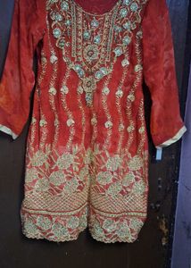Red Embroidered Kurta
