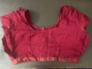 Elegant red &amp; Maroon Cotton Saree with blouse
