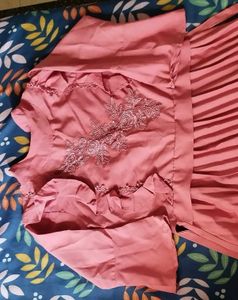 Elegant Pleated Coral Dress