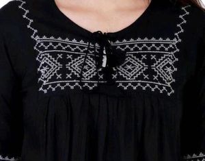 Black Kurta with White Embroidery