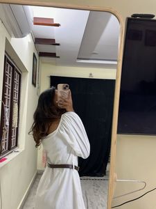 Chic White Puff Sleeve Dress