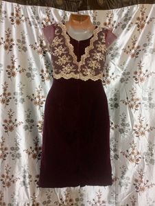 Burgundy  Gown with Gold Embellishments