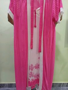 Sheer White Nightgown with Pink Trim