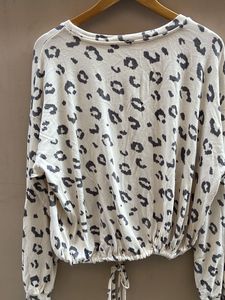 Leopard Print Drawstring Top