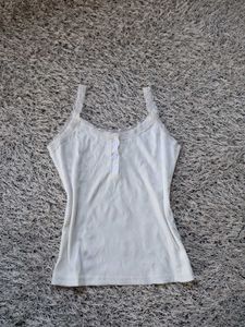 Cute White Lace Trim Cami Top