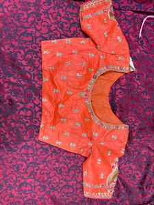 Embroidered Orange Blouse
