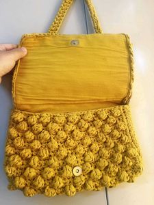Zara Chic Yellow Crochet Hobo Bag