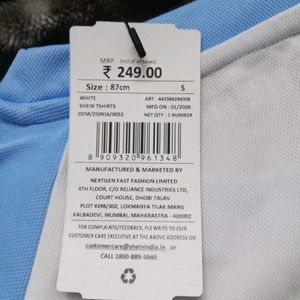 S size Stylish White &amp; Blue Raglan Tee