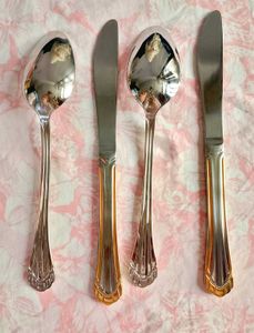 Gold Trimmed Cutlery Set Stainless Steel
