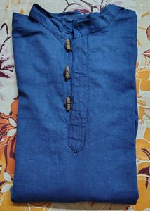 Stylish Men's Blue Cotton Kurta (Chest/Waist: 20.5