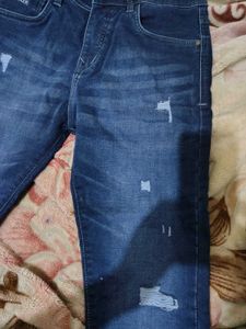Stylish Blue Distressed Denim Jeans
