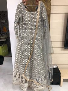 Elegant Grey Embroidered  Gown