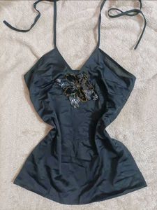 Vintage Sequin Beaded  Halter Neck Top