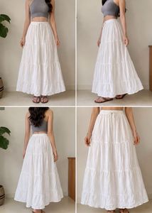 Tiered White Ethnic Skirt