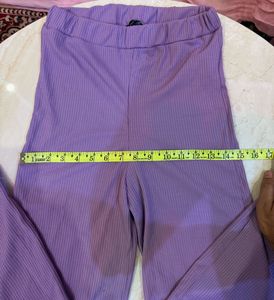 Lavender Ribbed Flare Pants