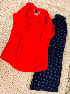 Red &amp; Navy Floral co cord set