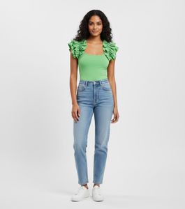 zara Green Ruffle Sleeve Bodysuit Stylish