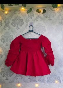 TRENDY Red Smocked Off-Shoulder Peplum Top