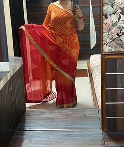 Elegant Red &amp; Orange Saree