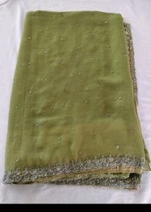 Green Embroidery Printed Fancy Saree (Women)