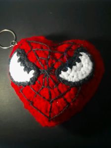 Crochet Batman Heart-Shaped Keychain