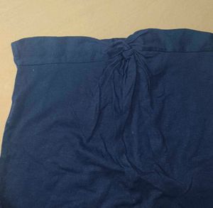 Blue Knotted Cropped T-shirt