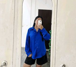 Vibrant Royal Blue Button-Up Shirt