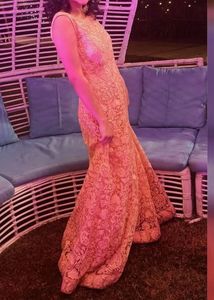 Beautiful Peach Lace Ethnic Gown