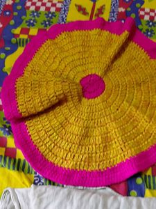 Handmade Yellow Crochet mat new