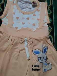 100% Cotton Cute Baby Girl's Peach Dress