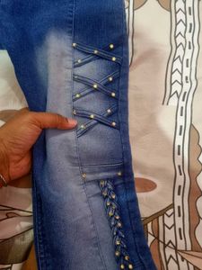 Stylish Embellished Blue Jeans