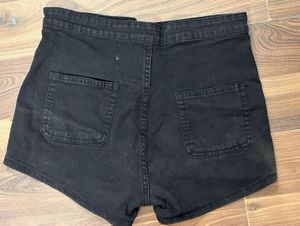 Black High-Waisted Denim Shorts