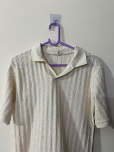 Cream Textured Polo Shirt