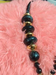 Elegant Black Stone Beaded Necklace