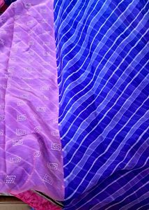 🎀🎀Vibrant Purple Leheriya Saree