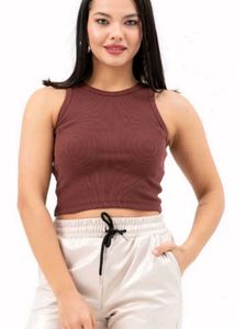 BARE Brown Ribbed Tank Top
