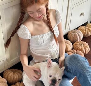 Cute white lace trim top