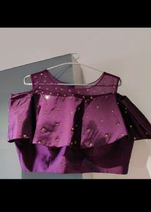 Beautiful Purple Embellished crop top n lehenga