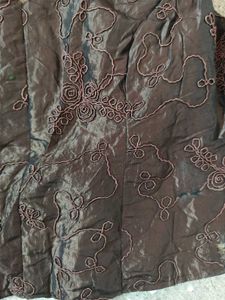 Brown Embroidered Halter corset Top