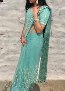 Elegant Mint Green Saree
