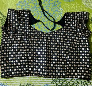 Gorgeous Mirror Work Black Ethnic Blouse.