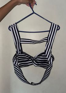Striped Twist Front bikini top
