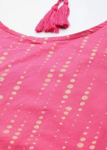 Pink Kurta with Golden Foil Print