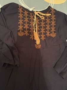 Embroidered Tassel Neck Kurta
