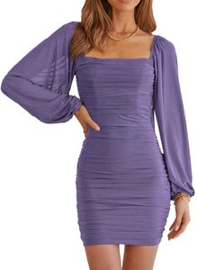 Chic Lavender Ruched Mini Dress