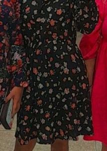 FLORAL MINI BLACK DRESS🖤✨️