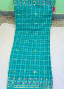 Beautiful Green Checked Saree