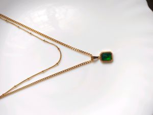 Green Stone Double Chain Necklace ✨