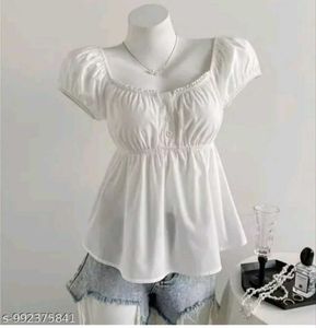 Chic White Square Neck Puff Sleeve Top
